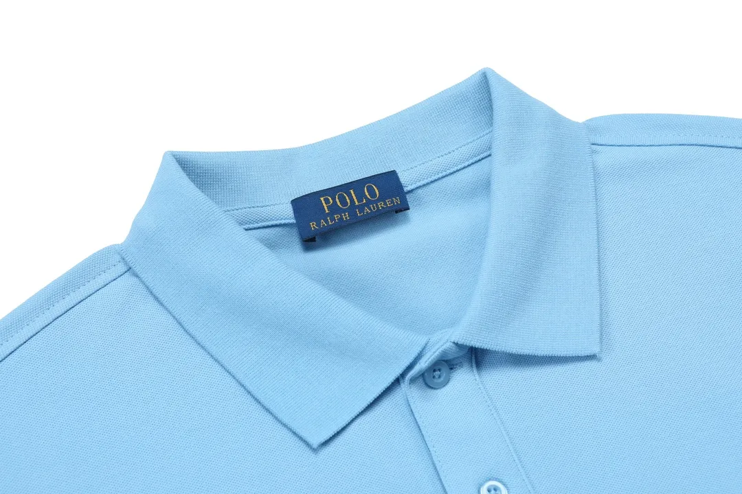 🅿️190 RALPH LAUREN 2025 new style classic polo embroidered little bee logo, same style for men and women, casual polo shirt ·Customized pique cotton fabric ·Imported Tajima machine embroidery technology ·Collar label, hangtag, main mark and three complete labels Color: sky blue Size: M-XXXL